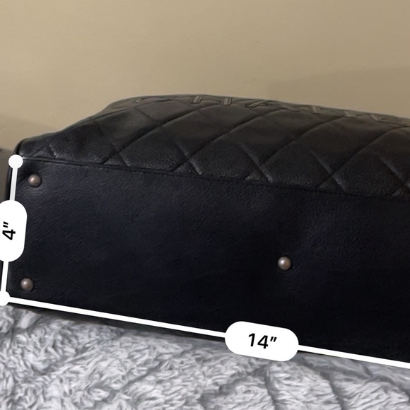 💯AUTH CHANEL LOGO SPELL OUT QUILTED CAVIAR MATALESE BOSTON BAG BLACK MEDIUM EUC - Picture 10 of 15